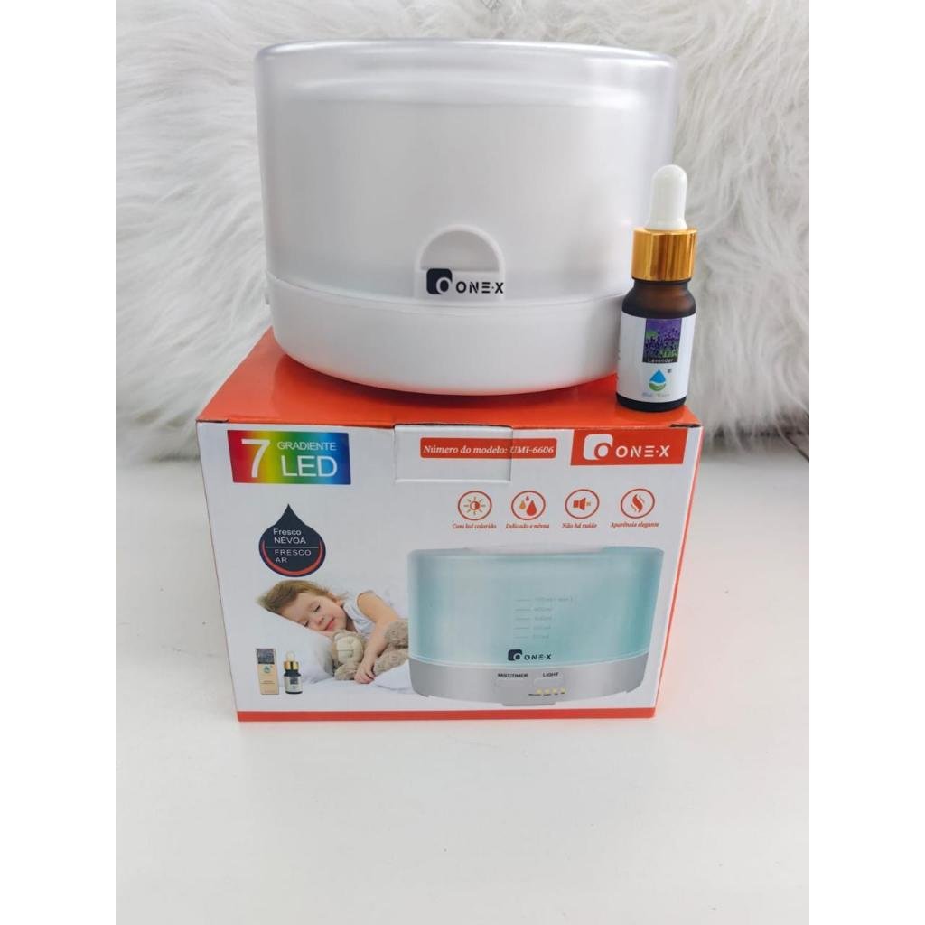 Aroma Difusor Aparelho aromatizador Capacidade - 500ml Acessórios - óleo c/ essência, copo medidor Luzes colorida/Potência 10w/Bluetooth conectado através  do telefone celular
