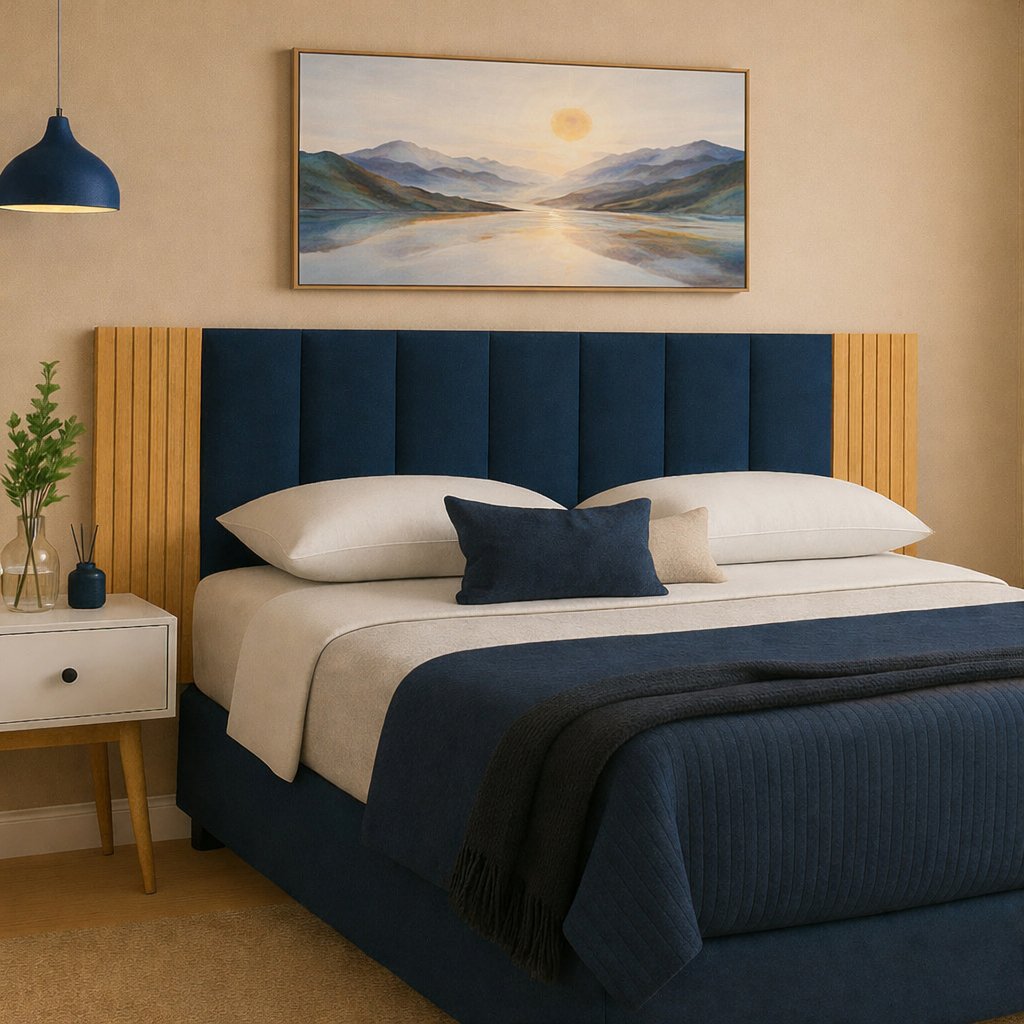 Kit 12 Peças Cabeceira Modular + Painel Ripado MDF Para Cama Box Casal King Queen - Envio Full