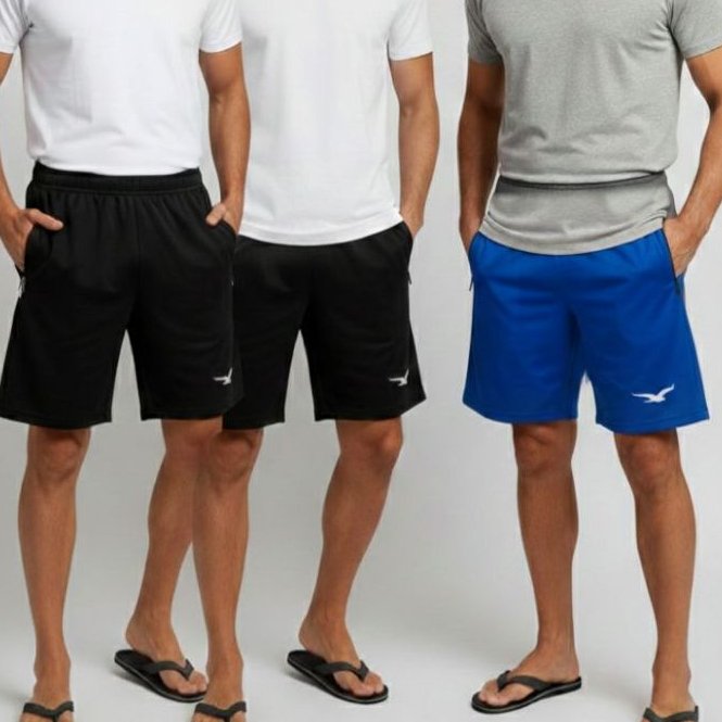 Kit 3 Bermudas Masculinas Básicas DryFit Ultra Leve e Confortável