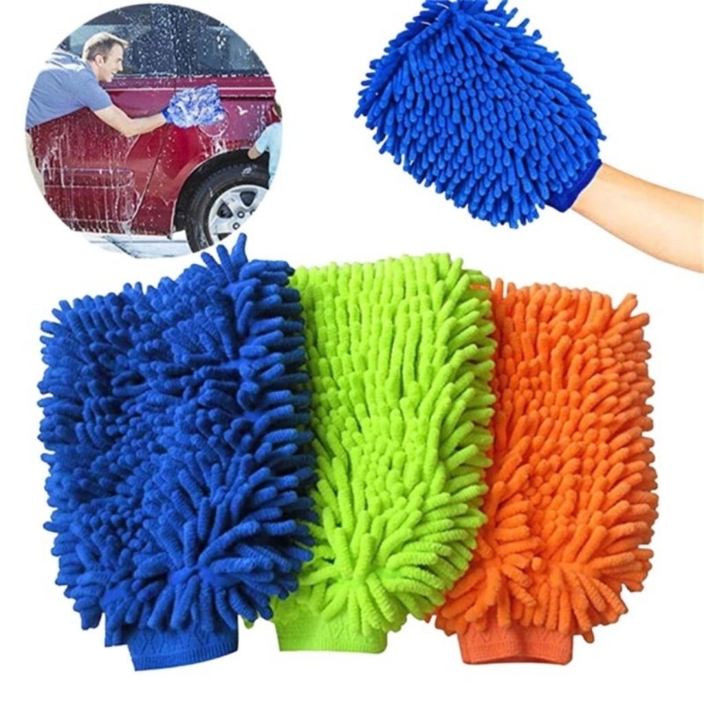 kit 2 Luva Microfibra grande Para Lavar Carro Limpeza Automotiva Top