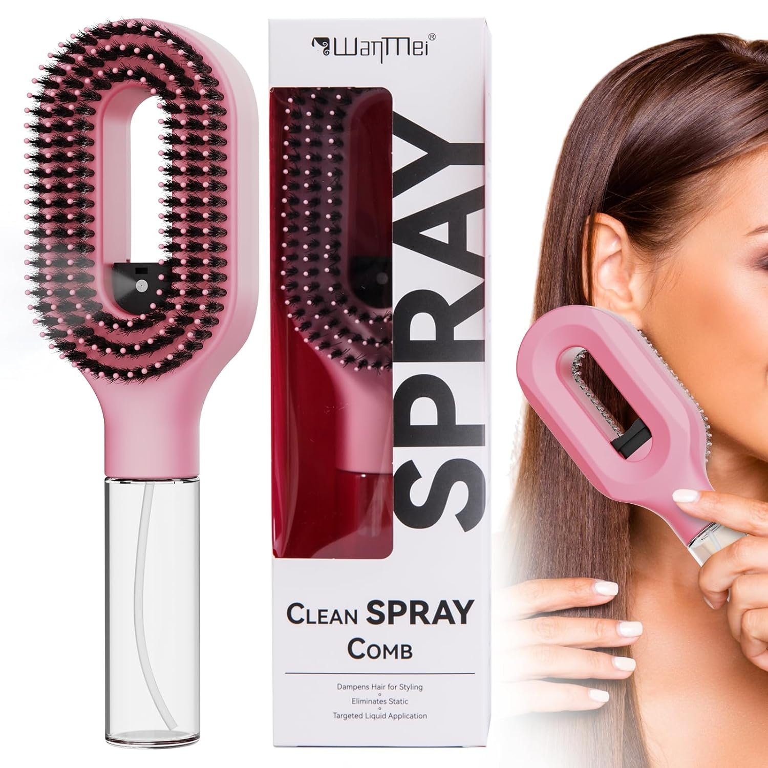 Pente em spray 2 em 1 esfoliante escova de massagem no couro cabeludo com frasco spray óleo essencial antiestático