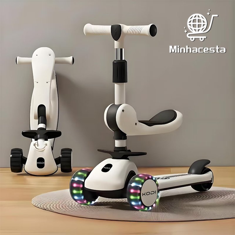 Patinete Infantil 3 Rodas De Led Musical e Guidão Ajustável Scooter Crianças Para Crianças Até 50kg