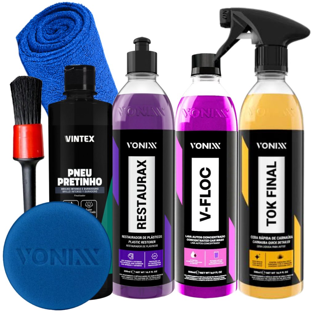 Kit Shampoo V-Floc Cera Tok Final Pneu Pretinho Restaurax Vonixx