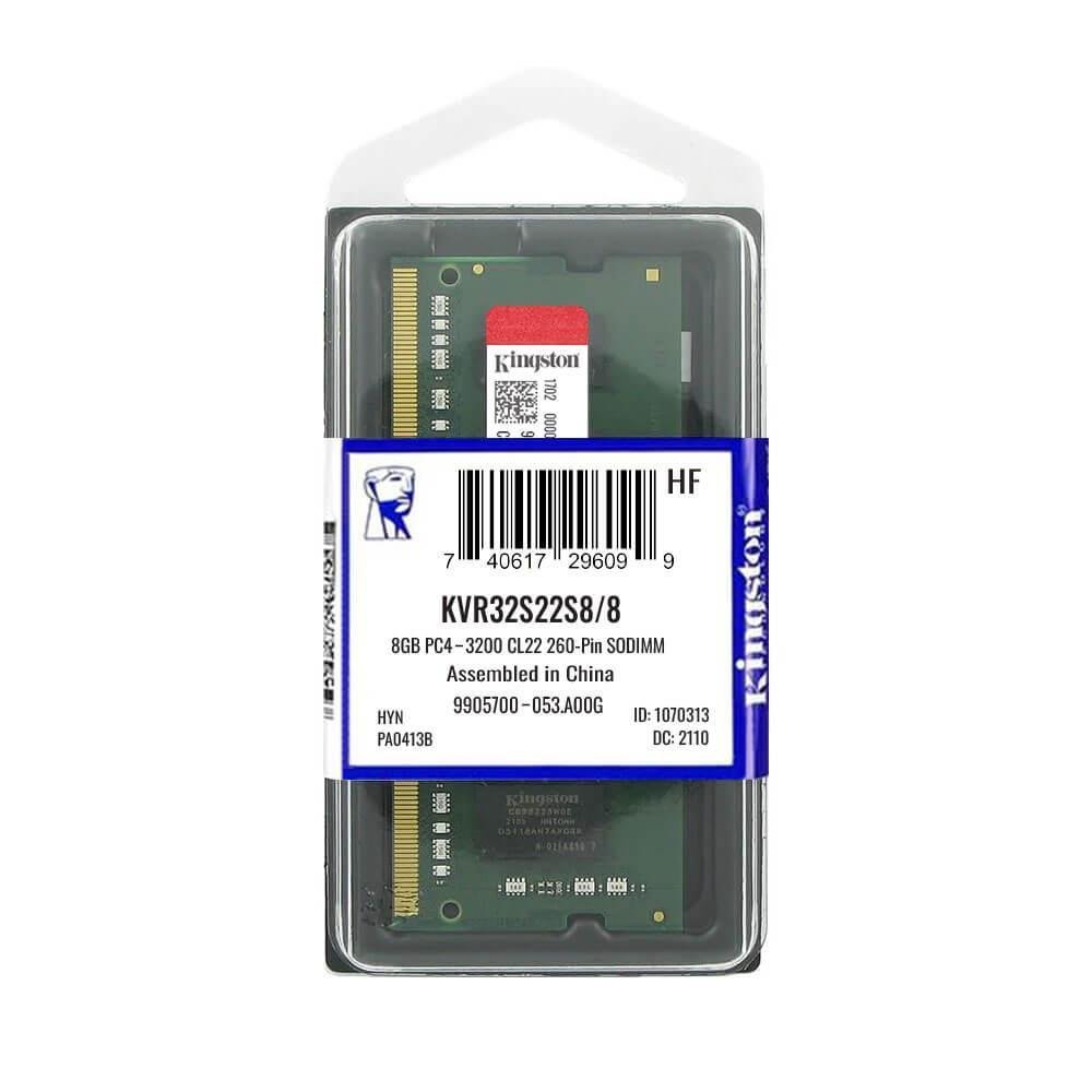 MEMÓRIA RAM DDR4 8GB 3200Mhz  KINGSTON  KVR32S22S8/8 NOTEBOOK