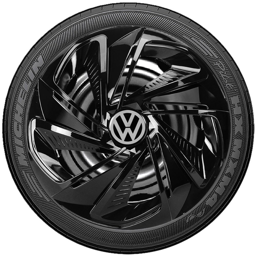 Promoção 4 Carlotas Esportivas aro 13/14 PRETO BRILHANTE Compatível com Gol Up! Voyage G2 G3 G4 G5 G6 G7 G8 G9