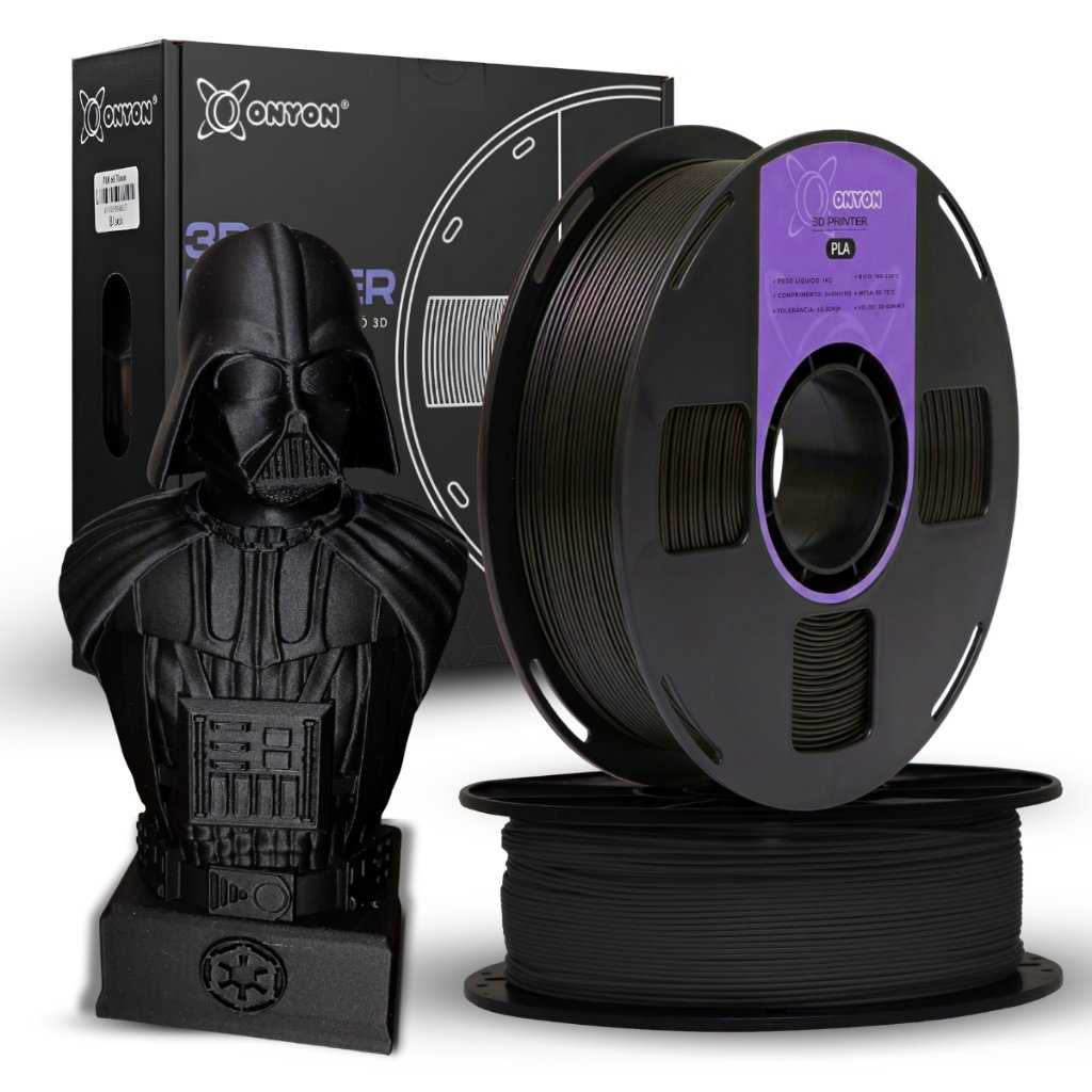 Filamento Pla Impressão Onyon3d 1kg 1.75mm Preto Black - Compatível Todas Impressoras Advanced Series