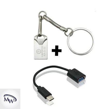 Kit Cabo Otg C + Pendrive 16Gb metalico Otg Usb x tipo C transferencia de dados