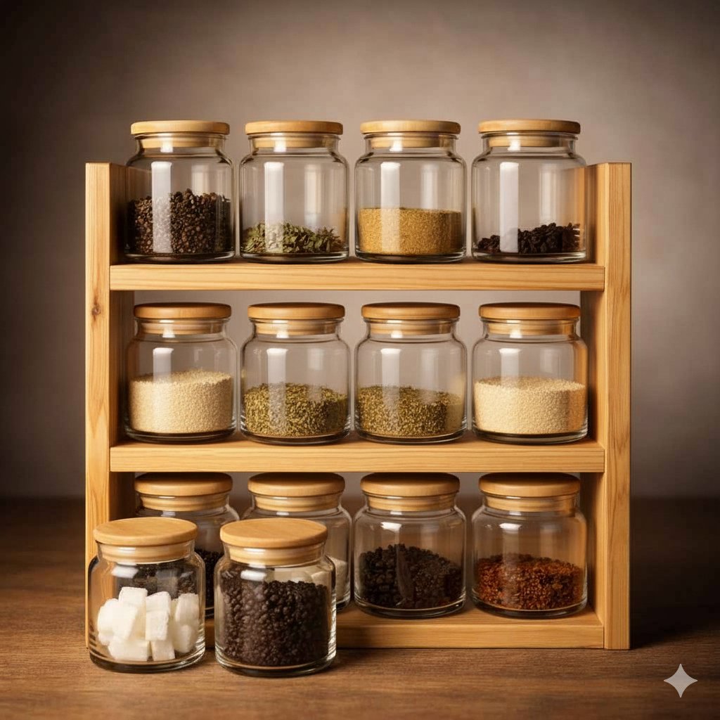 Porta tempero organizador de bancada, prateleira de cozinha madeira pinus