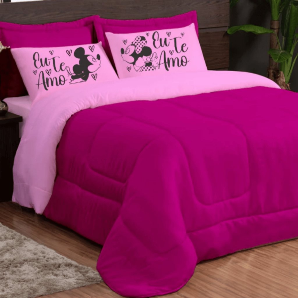 Kit 5 Peças Edredom + Fronha Estampada + Porta-Travesseiro  Casal Queen