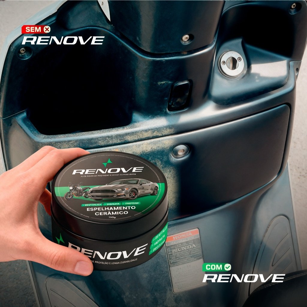 Cera Espelho Cerâmico RENOVE –  Remove Riscos Superficiais, Repele Água, Proteção Sol e Chuva
