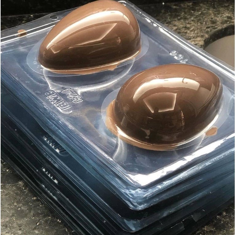 Forma p/ Ovo de Páscoa 20g 30g 50g 100g 150g 250g 350g 500g Casca Lisa | Grossa | Fina 3 partes c/ Silicone Bwb