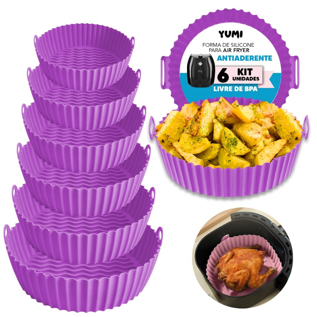 6 Peças/Conjunto  A Melhor Forma Silicone P/ Fritadeira Air Fryer forno Micro-ondas C Alça cesto 80g Grossa + Resistente