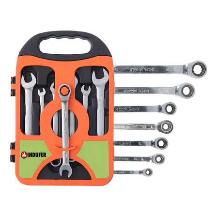 Jogo De Chave Combinada Catraca 7 Peças Bmb 8-19mm Aço Cromo Vanádio Prateado