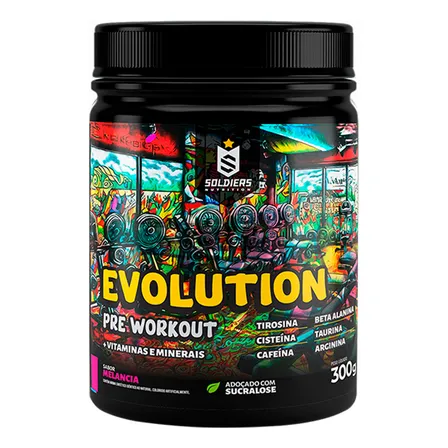 Pré-treino Evolution Workout 300g Termogênico Sabor Melancia Soldiers Nutrition Energia Foco Treino