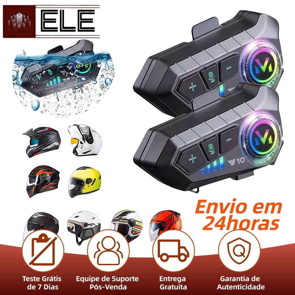 Y12/Y10/Y20 Motocicleta Sem Fio Bluetooth 5.3 Fone de Ouvido Capacete Kit de Chamadas Mãos Livres À Prova D'Água Interco