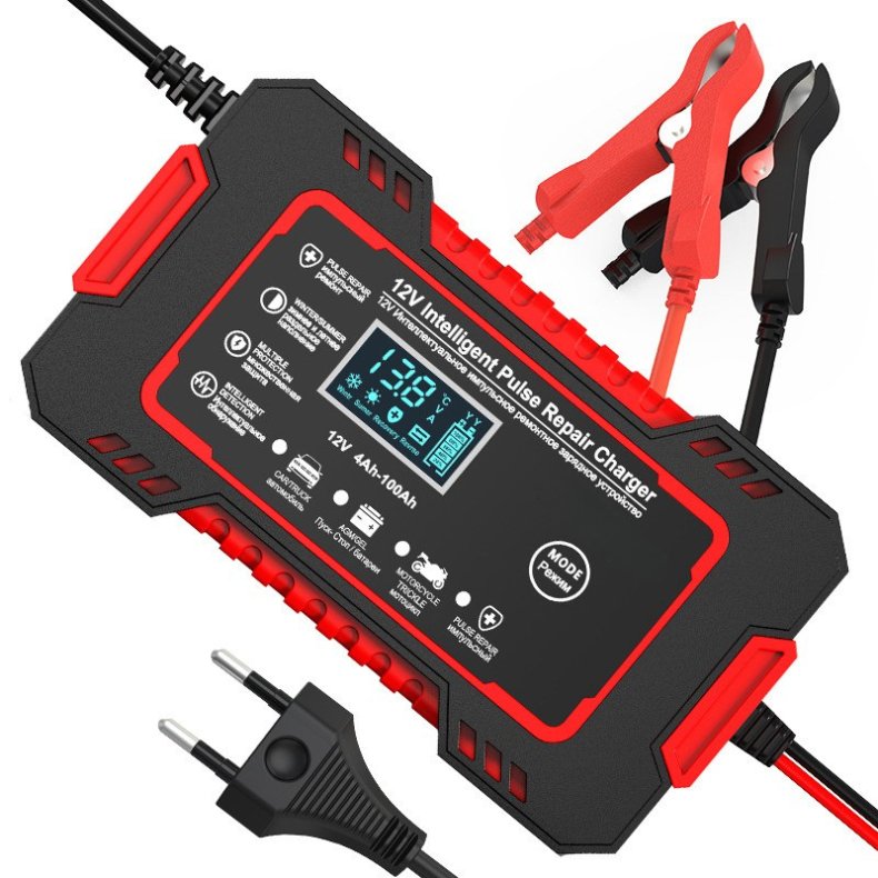 Carregador de bateria automotivo inteligente 12 V - Display Digital Automático Energia Reparação Puls