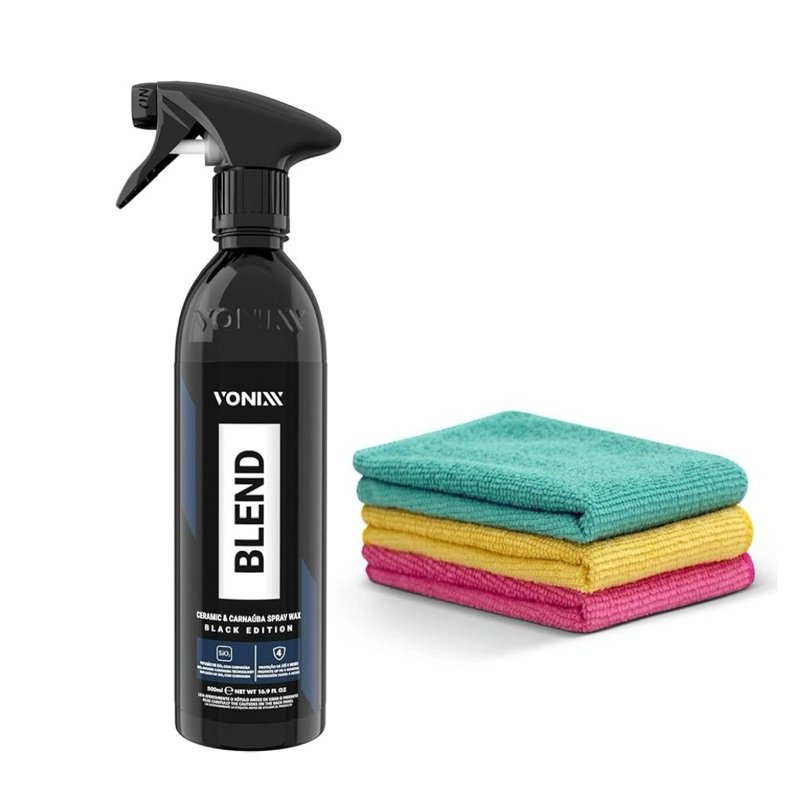 Kit Cera Blend Spray Black Vonixx Vitrificadora + 3 Toalhas microfibra