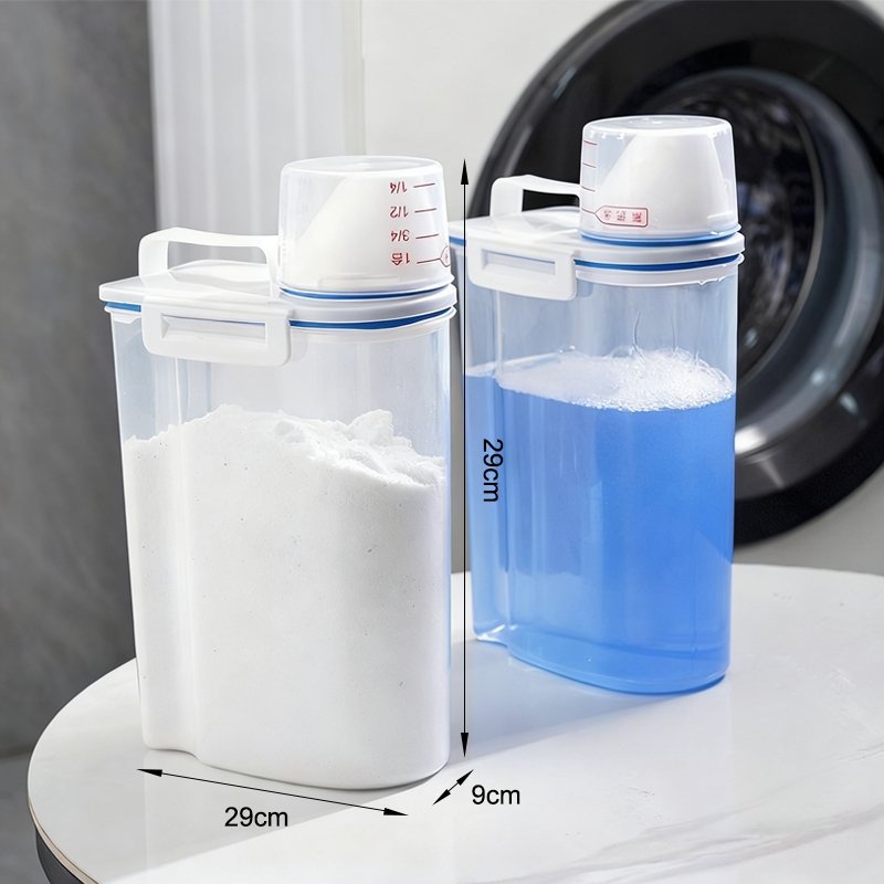2PCS Dispenser Organizador Lavanderia 2,5L Ideal para Arroz Grãos Produtos de Limpeza e Ração Multiuso