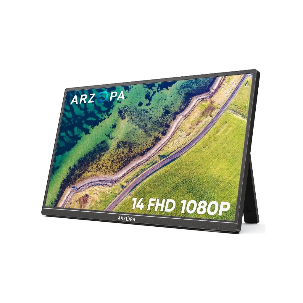 Monitor Portátil , ARZOPA 14 " A1S FHD 1080P Tela Externa Com Alto-Falantes Duplos Segunda Para Laptop PC Telefone Xbox