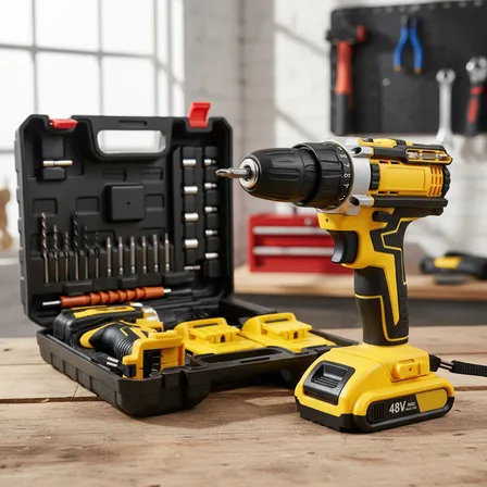 Parafusadeira Furadeira Impacto 3 Funções Sem Fio 2 Baterias Amarelo 50hz/60hz 127/220v