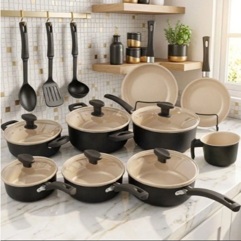 Jogo de Panelas 13 Peças Conjunto Teflon Antiaderente Kit Frigideira Caçarola