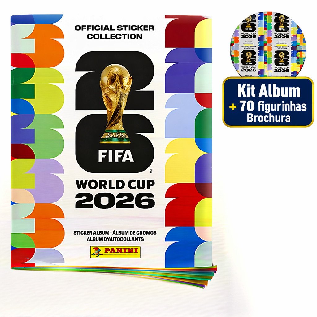 Album Oficial Copa do Mundo 2026 Complete seu álbum - Album Capa Mole + 70 Figurinhas