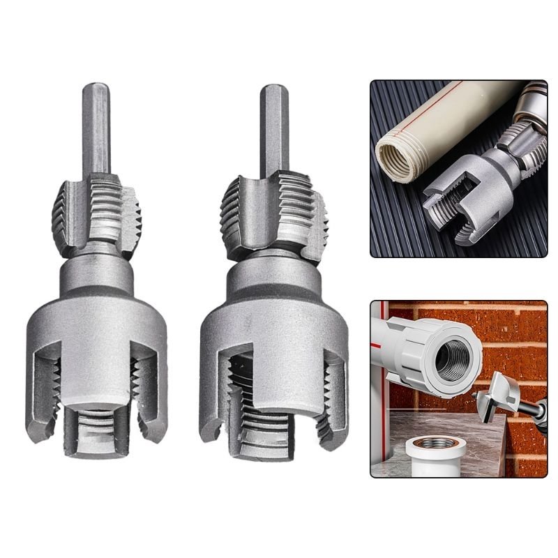 kit 2 Abridores de Roscas Interna e Externa em Tubos de PVC 1/2 3/4 com Encaixe Parafusadeira