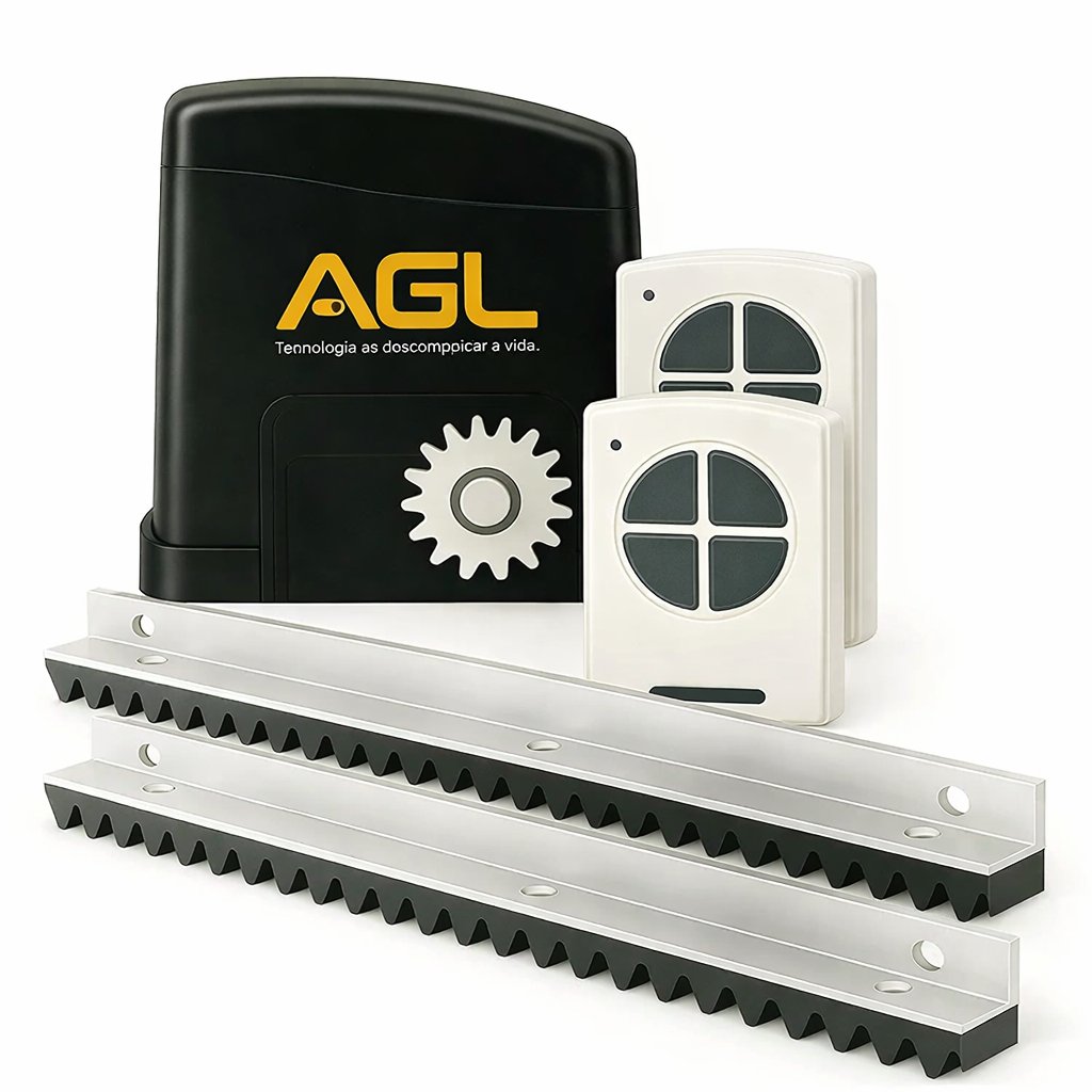Kit Motor deslizante de correr AGL 300kg Trino Light 127 OU 220V COM OU SEM CREMALHEIRA