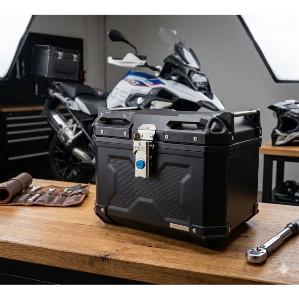 Baú Moto 37L Bauleto Traseiro ABS Reforçado C/ Encosto + Suporte Universal