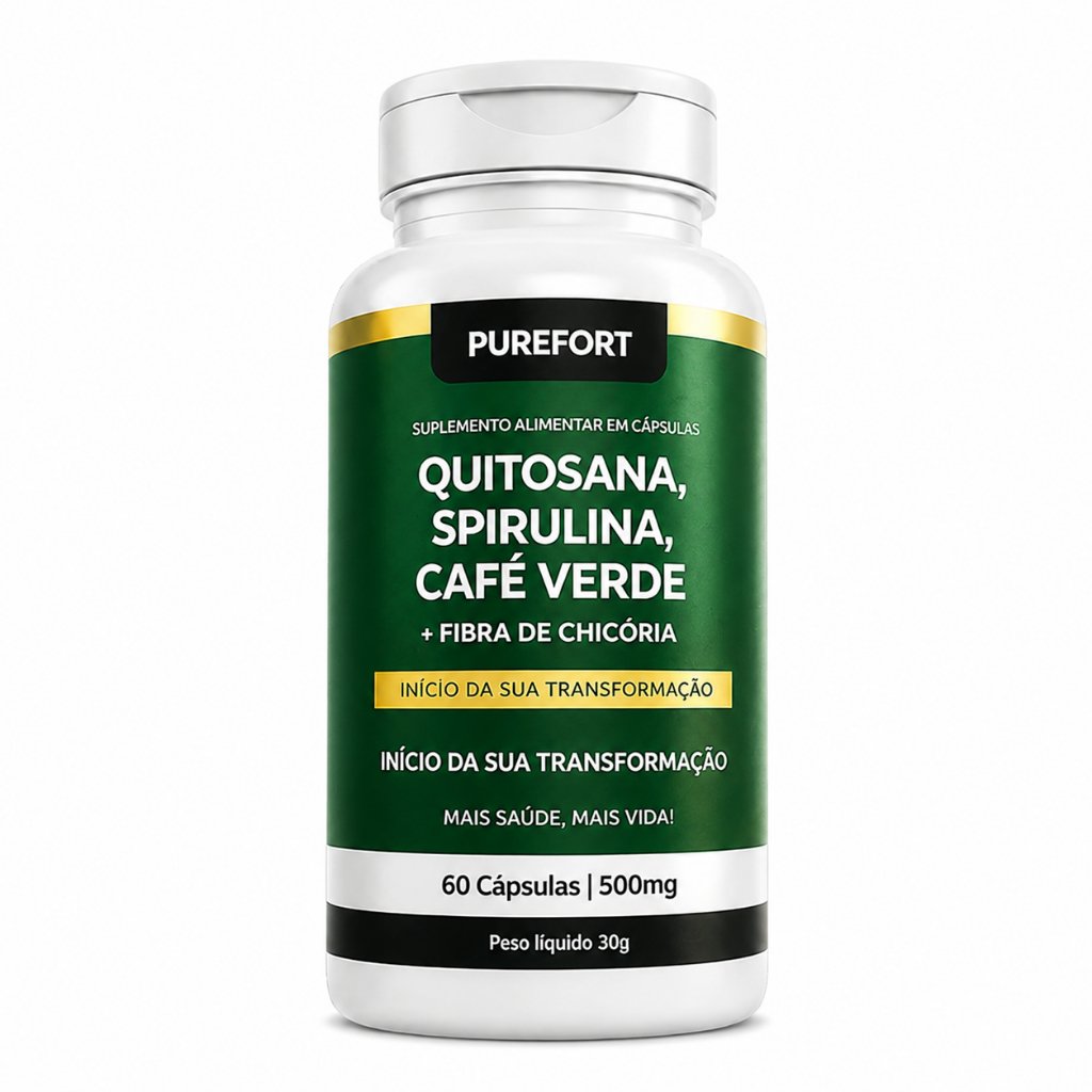 Quitosana + Spirulina + Fibra de Chicória + Café Verde 600mg | Suplemento Alimentar Original